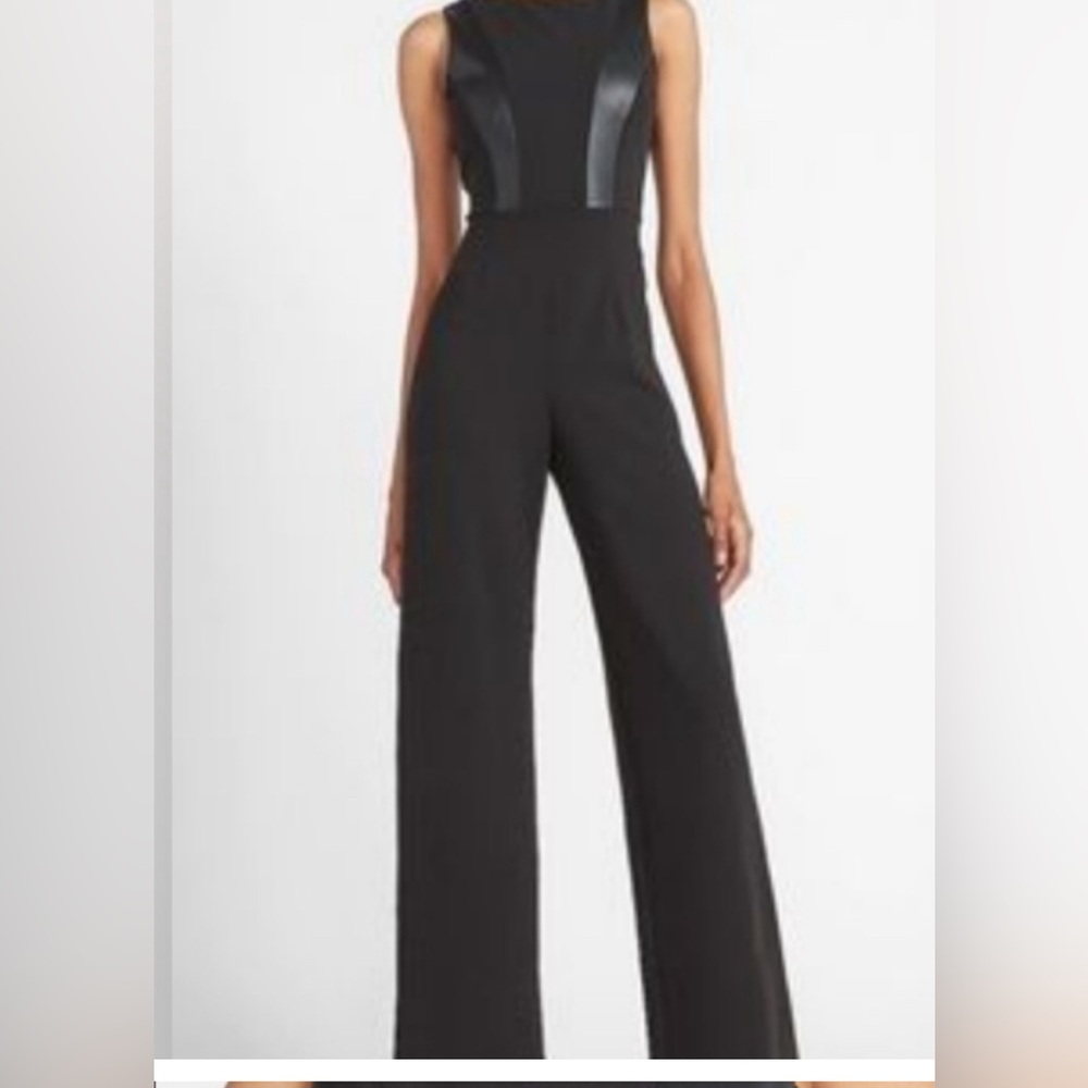 Express Black Faux Leather Jumpsuit S/P